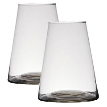 Set van 2x stuks transparante home-basics vaas/vazen van glas 30 x 17 cm Donna - Vazen