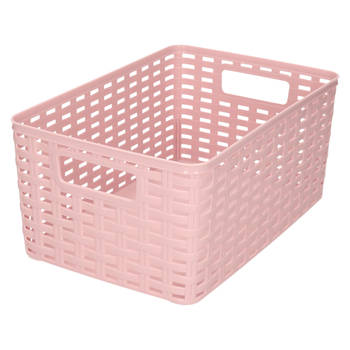 Plasticforte Opbergmand - Kastmand - rotan kunststof - oud roze - 6 Liter - 19 x 29 x 13 cm - Opbergmanden