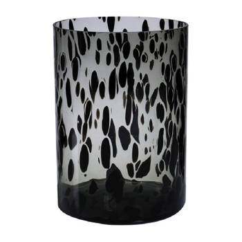 Modieuze bloemen cilinder vaas/vazen van glas 30 x 19 cm zwart fantasy - Vazen