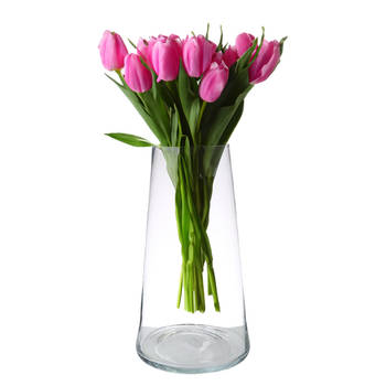 Hakbijl glass bloemenvaas Donna - glas - transparant - 18 x 40 cm - Vazen