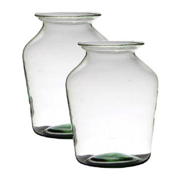 2x stuks transparante luxe grote vaas/vazen van glas 36 x 24 cm - Vazen