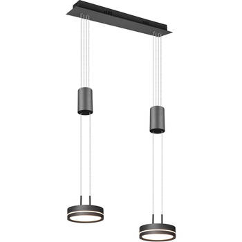 LED Hanglamp - Hangverlichting - Trion Franco - 14.4W - 2-lichts - Warm Wit 3000K - Dimbaar - Rond - Mat Antraciet -