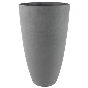 Bloempot/plantenpot vaas van gerecycled kunststof donkergrijs D29 en H50 cm - Plantenpotten