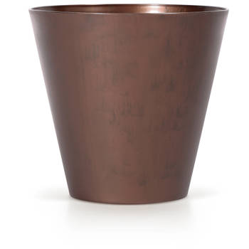 Kunststof bloempot/plantenpot 30 cm cortenstaal look/brons - Plantenpotten