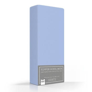 Romanette Double Jersey Topper Hoeslaken Blue-160/180 x 200/210/220 cm