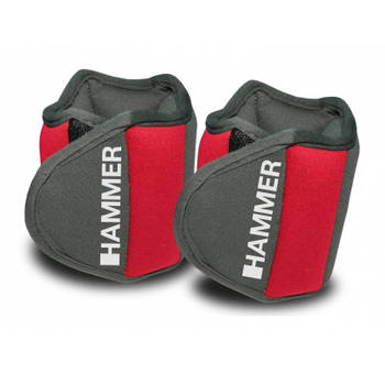 Hammer Fitness Gewichtsmanchetten Neopreen - Rood/Grijs - 2x 0.75 kg