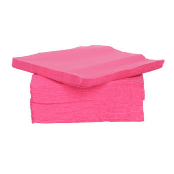 40x stuks luxe kwaliteit servetten fuchsia roze 38 x 38 cm - Feestservetten