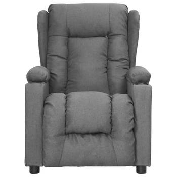 The Living Store Verstelbare stoel - Fauteuil - Lichtgrijs - 72.5x96x99.5cm - Met 2 bekerhouders