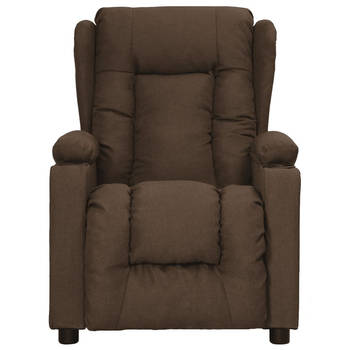 The Living Store Verstelbare Fauteuil - Bruin - 72.5 x 96 x 99.5 cm - Met 2 bekerhouders