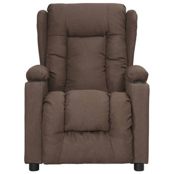 The Living Store Verstelbare Fauteuil - Taupe - 72.5 x 96 x 99.5 cm - Met 2 bekerhouders