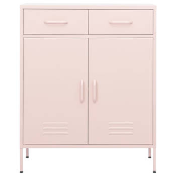 The Living Store Opbergkast - Staal - 80 x 35 x 101.5 cm - Roze