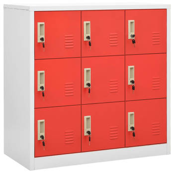 vidaXL Lockerkasten 5 st 90x45x92,5 cm staal lichtgrijs en rood