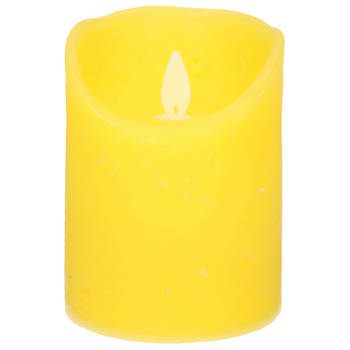 1x Gele LED kaarsen / stompkaarsen met bewegende vlam 10 cm - LED kaarsen