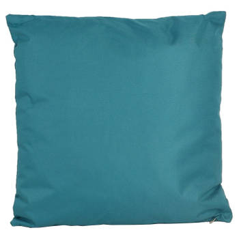 1x Bank/sier kussens voor binnen en buiten in de kleur petrol blauw 45 x 45 cm - Sierkussens