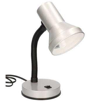 Staande bureaulamp zilver 13 x 10 x 30 cm verstelbare lamp verlichting - Bureaulampen