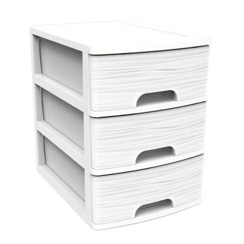 Ladenkast/bureau organizer wit A5 3x lades stapelbaar L27 x B36 x H35 cm - Ladeblok