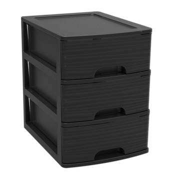 Ladenkast/bureau organizer zwart A5 3x lades stapelbaar L19 x B26 x H25 cm - Ladeblok