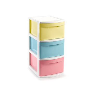 Ladeblok/bureau organizer met 3x lades multi-color/wit L39 x B28.5 x H58.5 cm - Ladeblok