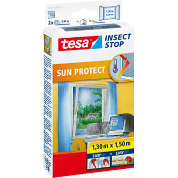 2x Tesa vliegenhor/insectenhor met zonwering wit 1,3 x 1,5 meter - Raamhorren