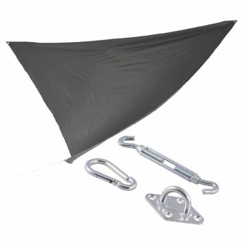 Schaduwdoek/zonnescherm driehoek zwart 3,6 x 3,6 x 3,6 meter met ophanghaken - Schaduwdoeken