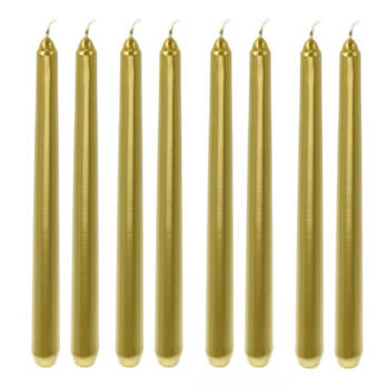 8x Lange kaarsen goud 25 cm - Dinerkaarsen
