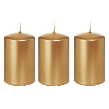 3x Kaarsen goud 5 x 8 cm 18 branduren sfeerkaarsen - Stompkaarsen