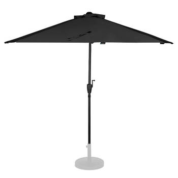 VONROC Premium Parasol Magione – Duurzame balkon parasol - Halfrond 270x135cm – UV werend doek - Antraciet/Zwart – Incl.