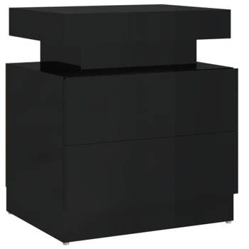 vidaXL Nachtkastje 45x35x52 cm bewerkt hout hoogglans zwart
