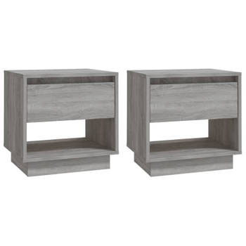 vidaXL Nachtkastjes 2 st 45x34x44 cm bewerkt hout grijs sonoma eiken