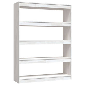 vidaXL Boekenkast/kamerscherm 100x30x135,5 cm massief grenenhout wit