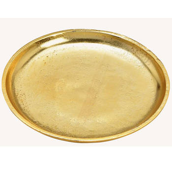 Rond kaarsenbord/kaarsenplateau goud van metaal 20 x 2 cm - Kaarsenplateaus