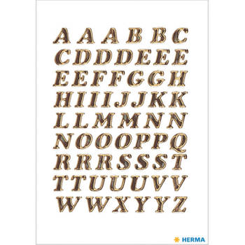 Stickervelletjes met 61x stuks plak letters alfabet A tot Z goud/folie 8 mm - Stickers