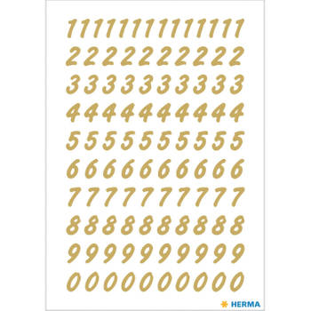 Stickervellen 208x plak cijfers/getallen 0-9 goud/transparant 8 mm - Stickers
