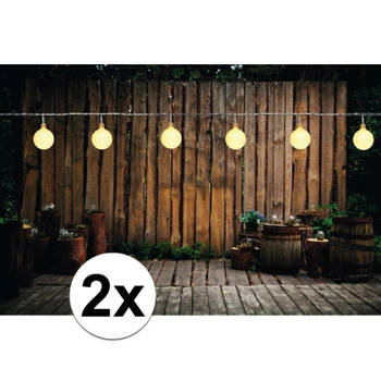 2x Binnen/buiten verlichting lichtsnoeren 10 meter met warm witte LED lampjes - Lichtsnoer voor buiten