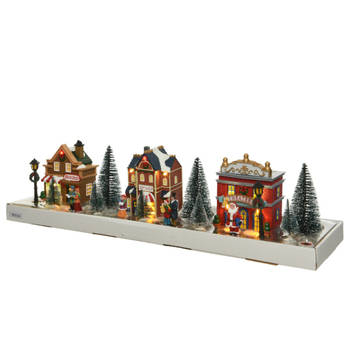 Kerstdorp - 17-delige set - met huisjes, figuren en verlichting - Kerstdorpen