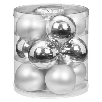 36x stuks glazen kerstballen zilver 8 cm glans en mat - Kerstbal