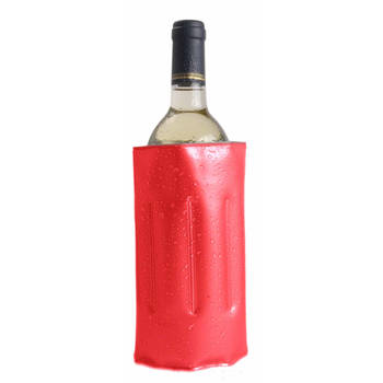 1x Wijnflessen/drankflessen koeler hoes rood 34 x 18 cm - Koelelementen
