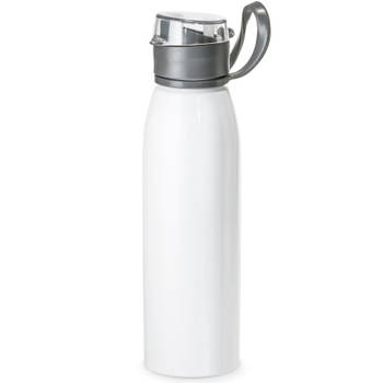 Aluminium waterfles/drinkfles met dop - wit - 650 ml - Sportfles - Drinkflessen