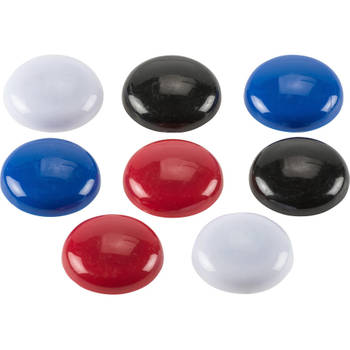 8x stuks memo / whiteboard magneten zwart / wit / blauw / rood - Magneten