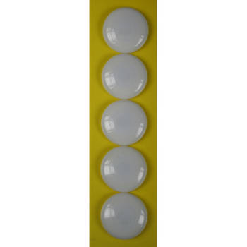 5x ronde koelkast / whiteboard magneten wit 40 mm - Magneten