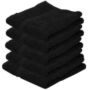 5x Badkamer/douche handdoeken zwart 50 x 90 cm - Badhanddoek
