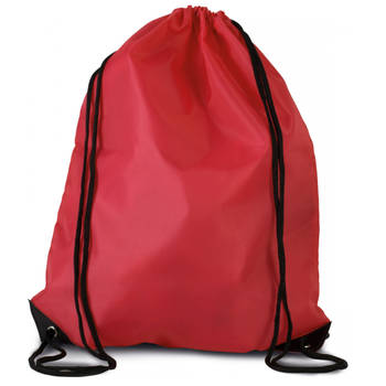 Sport gymtas/draagtas rood met rijgkoord 34 x 44 cm van polyester - Gymtasje - zwemtasje