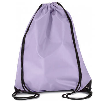 Sport gymtas/draagtas lila paars met rijgkoord 34 x 44 cm van polyester - Gymtasje - zwemtasje