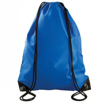 Sport gymtas/draagtas kobalt blauw met rijgkoord 34 x 44 cm van polyester - Gymtasje - zwemtasje