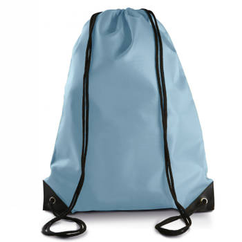 Sport gymtas/draagtas lichtblauw met rijgkoord 34 x 44 cm van polyester - Gymtasje - zwemtasje