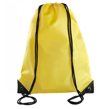 Sport gymtas/draagtas geel met rijgkoord 34 x 44 cm van polyester - Gymtasje - zwemtasje