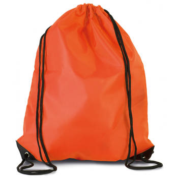 Sport gymtas/draagtas oranje met rijgkoord 34 x 44 cm van polyester - Gymtasje - zwemtasje