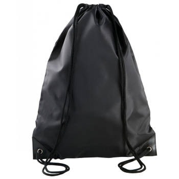 Sport gymtas/draagtas zwart met rijgkoord 34 x 44 cm van polyester - Gymtasje - zwemtasje