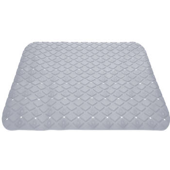 Anti-slip badmat licht grijs 55 x 55 cm vierkant - Badmatjes