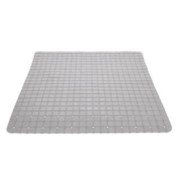 Anti-slip badmat lichtgrijs 55 x 55 cm vierkant - Badmatjes